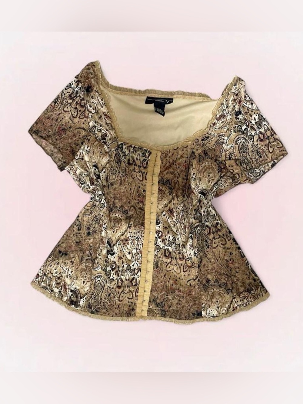 Paisley Lace-Trim Scoop Neck Corset Top